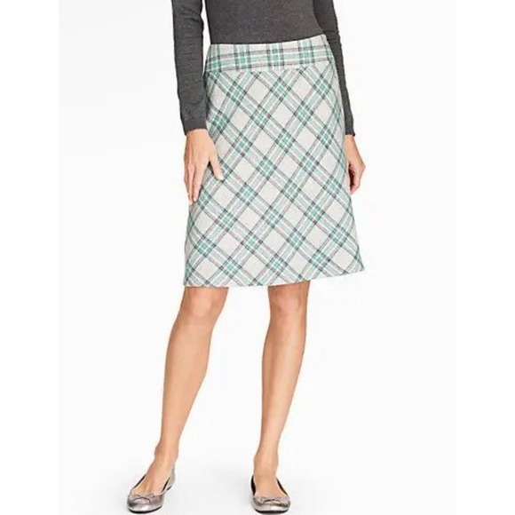 Talbots Dresses & Skirts - Talbots Skirt Women Size 16 Gray Turquoise Plaid Wool Blend A-Line Classic